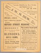 Reading v New Brompton programme 5th February 1898. Southern F.L. Division One fixture