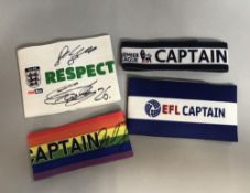 Signed and unsigned Portmouth's Captain's armbands, comprising Gareth Evans and Brett Pittman signed