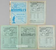 Five Millwall v Reading programmes, F.L. Division Three South 11th March 1922 & 13th March 1937 (