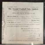 The Arsenal Football Club Limited share certificate, 20th December 1957, addressed to Geoffrey