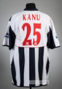 Kanu signed navy and white West Bromwich Albion no.25 home jersey, season 2004-05, Diadora, short-