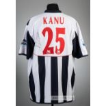 Kanu signed navy and white West Bromwich Albion no.25 home jersey, season 2004-05, Diadora, short-