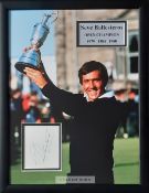 Golf Seve Ballesteros triple Open Champion 1979 – 84 – 88 signed framed photo card display, frame