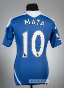 Juan Mata blue Chelsea no.10 home jersey, season 2011-12, Adidas, player issued short-sleeved with