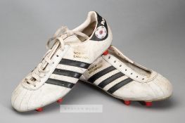 A pair of Washington Diplomat's Bobby Stokes white Adidas World Champion NASL football boots,  white