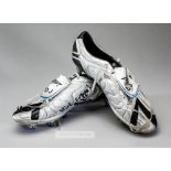 Portsmouth's David James signed Umbro X Wishbone football boots,  silver and black boots signed in
