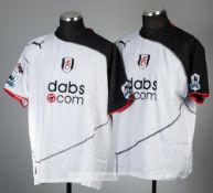 Two Fulham football jerseys, season 2004-05, comprising Sylvain Legwinski white Fulham no.5 home