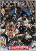 Signed Scotland rugby poster, circa 1990s, signed in blue marker pen, including McKenzie, Hilton,