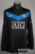 Dimitar Berbatov black and blue Manchester United no.9 away jersey, season 2009-10, Nike, long-