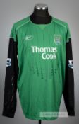 David James green and black Manchester City no.1 goalkeeper's jersey, season 2005-06, Reebok, long-