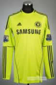 Peter Cech lime green Chelsea no.1 goalkeeper's jersey, season 2010-11,  Adidas, long-sleeved with