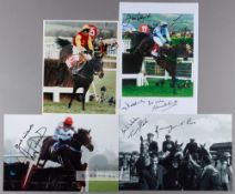 Collection of signed photographs of famous national hunt moments and stars, signed in black marker