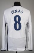 Jermaine Jenas white Tottenham Hotspur no.8 home jersey, season 2008-09, Puma, long-sleeved with