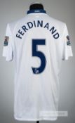 Rio Ferdinand white Manchester United no.5 away jersey, season 2008-09, Nike, short-sleeved with