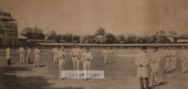 "Lords, On a Gentleman v Players Day" by Dickinsons, circa 1895, photogravure monochrome depicting