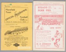 Two Workington F.A. Cup away programmes, at Mansfield Town 30th November 1938 (1st Round replay)