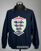 England navy player travel sweatshirt, circa 1985, Umbro, long-sleeved with printed England three