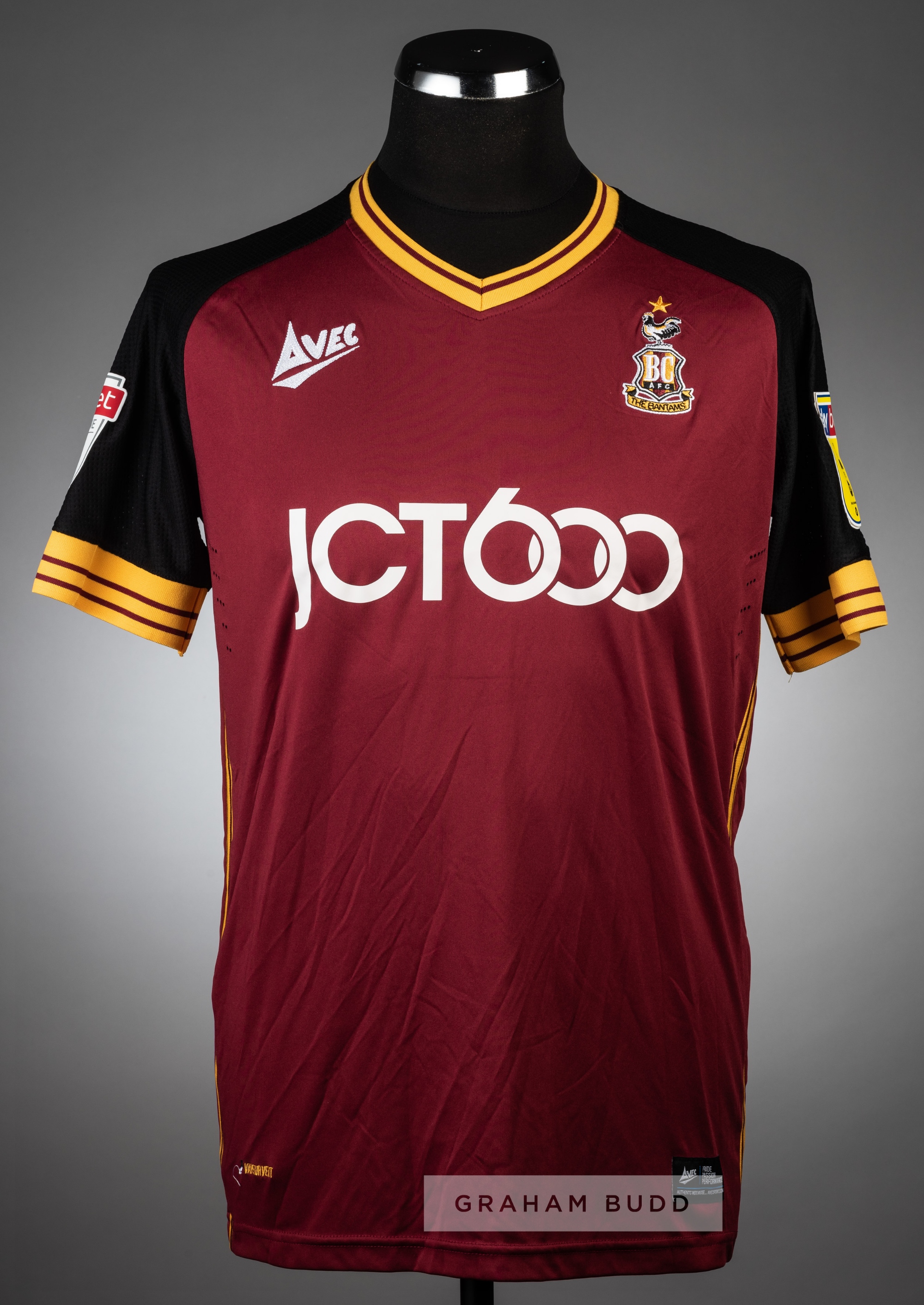 Two Eoin Doyle Bradford City jerseys, circa 2018-19, the first a signed Avec black and grey No.9 - Image 2 of 4