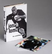 Jonah Lomu signed "The Autobiography", hardback with d/j, signed in black marker pen on inside