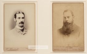 Two cabinet cards of the famous cricketers Dr W.G. Grace and Fred Spofforth, circa 1885, the first