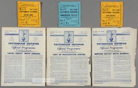 A collection of 19 Tottenham Hotspur programmes and 12 tickets from season 1959-60, 12 homes all