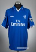 Emmanuel Petit blue Chelsea no.17 home jersey, season 2001-02, Umbro, player issued short-sleeved