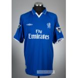 Emmanuel Petit blue Chelsea no.17 home jersey, season 2001-02, Umbro, player issued short-sleeved