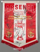 ARSENAL FULLY AUTOGRAPHED 1998 PREMIER LEAGUE CHAMPIONS PENNANT. COMMEMORATIVE PENNANT SIZE 16”
