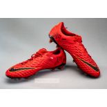 France's Alex Lacazette signed Nike Hypervenom football boots, red boots with black Nike logo,