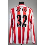 Justin Hoyte red and white striped Sunderland AFC no.32 home jersey, season 2005-06, Lonsdale,