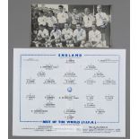 England team-signed b&w photograph from the F.A. Centenary Match v Rest of the World at Wembley,