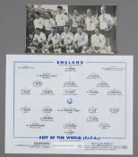 England team-signed b&w photograph from the F.A. Centenary Match v Rest of the World at Wembley,