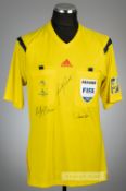 Yellow signed Brazil FIFA World Cup 2014 referee's jersey,  Adidas, short-sleeved with FIFA MY