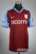 Curtis Davies claret and blue Aston Villa no.15 home jersey, season 2008-09, Nike, short-sleeved