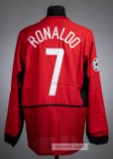 Cristiano Ronaldo red and white Manchester United no.7 home jersey prepared or the match v VfB