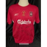 Liverpool 2005 Champions League Winners signed jersey v AC Milan, played on 25th May 2005 at the