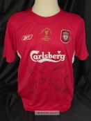 Liverpool 2005 Champions League Winners signed jersey v AC Milan, played on 25th May 2005 at the