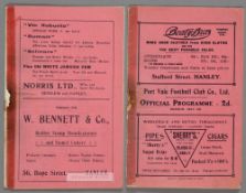 Two Port Vale home programmes, v Barnsley 14th January 1928 (FAC3) and F.L. Division Two v Stoke