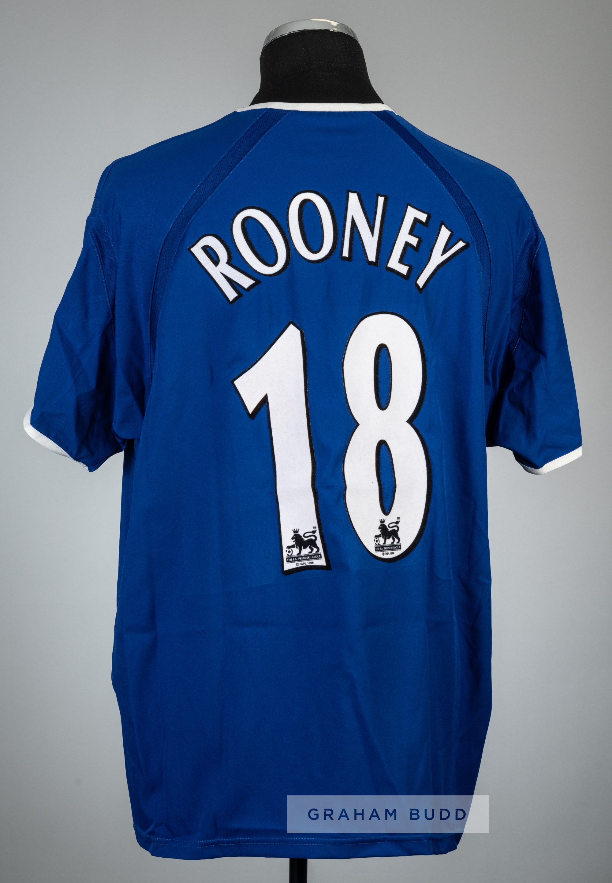 Wayne Rooney blue Everton no.18 125th anniversary home jersey, season 2003-04, Puma, short-sleeved