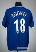 Wayne Rooney blue Everton no.18 125th anniversary home jersey, season 2003-04, Puma, short-sleeved