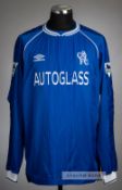 Frank Leboeuf signed blue Chelsea no.5 home jersey, season 1999-2000, Umbro, long-sleeved with THE