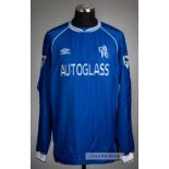 Frank Leboeuf signed blue Chelsea no.5 home jersey, season 1999-2000, Umbro, long-sleeved with THE