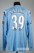 Nicolas Anelka blue Manchester City no.39 home jersey, season 2004-05, Reebok, long-sleeved with