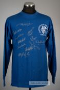 Rangers team signed blue 1972 European Cup Winners Cup final retro jersey, Score Draw, long-