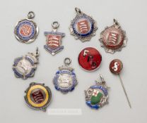 Collection of Edmonton's, London School's and Middlesex County silver football medals awarded to