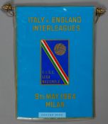A pennant for the Italian Football League v Football League representative match played in Milan 9th