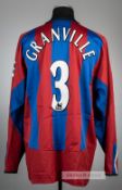 Danny Granville red and blue Crystal Palace no.3 home jersey, season 2004-05, Diadora, long-