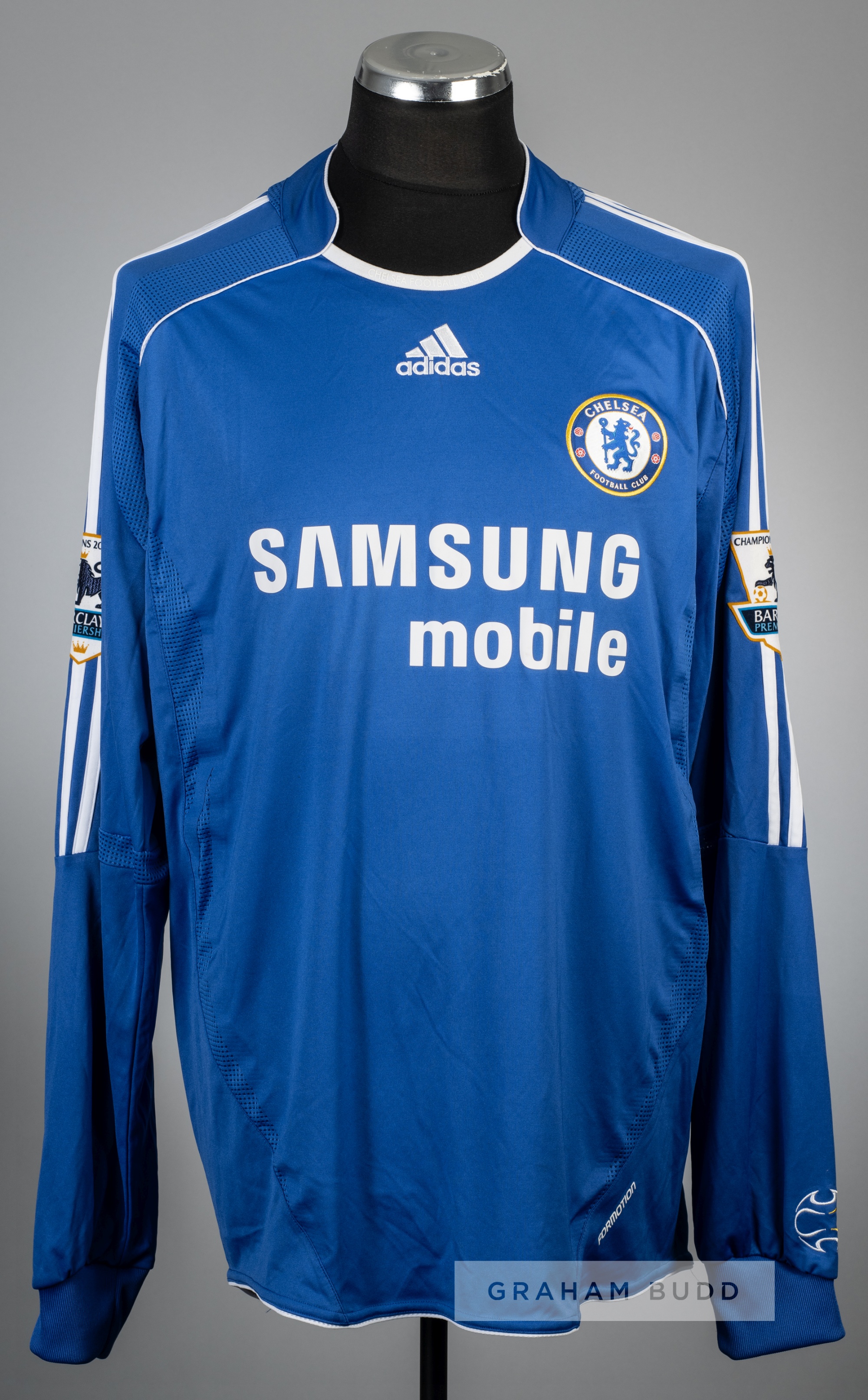 Didier Drogba blue Chelsea no.11 home jersey, season 2006-07, Adidas, player issued long-sleeved