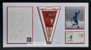 Manchester United 1968 European Cup Winners signed & mounted display featuring full team signed A4