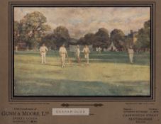 "Playing Out Time" Australian cricket tour 1887 Gunn & Moore Ltd promotional calendar board, with